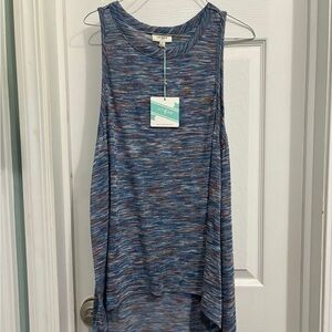 Umgee Blue Multicolor Women's Sleeveless Top  hi low top dress NWT Sz M